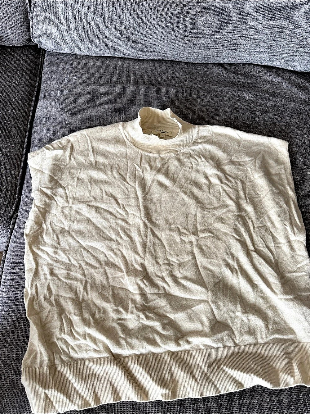 Max Studio Ribbed Crew Neck Sweater in White Size Large